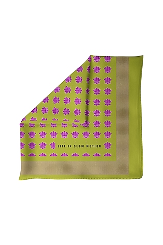 Mehendi Green Silk Pocket Square by Yashodhara Men