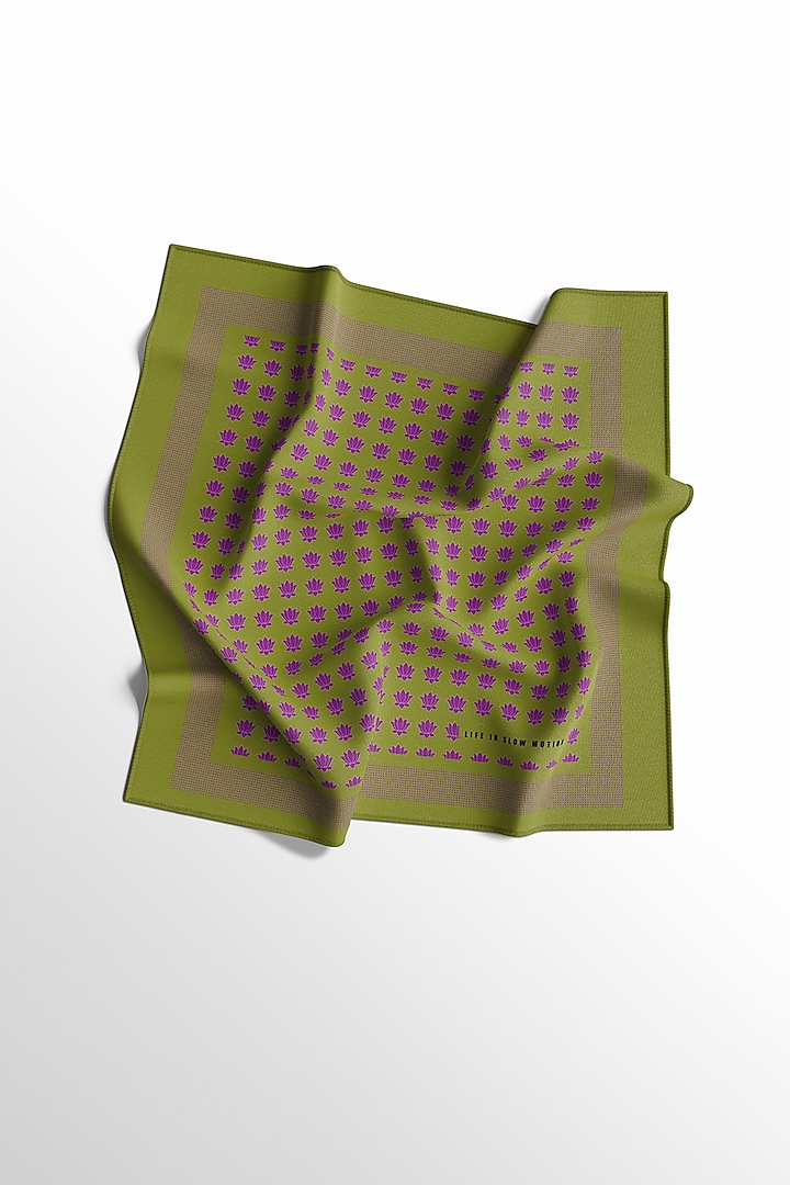 Mehendi Green Silk Pocket Square by Yashodhara Men at Pernia's Pop Up Shop