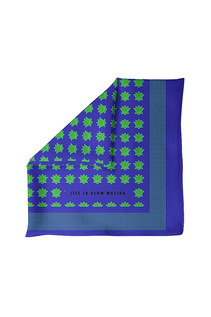 Navy Blue Silk Pocket Square by Yashodhara Men at Pernia's Pop Up Shop