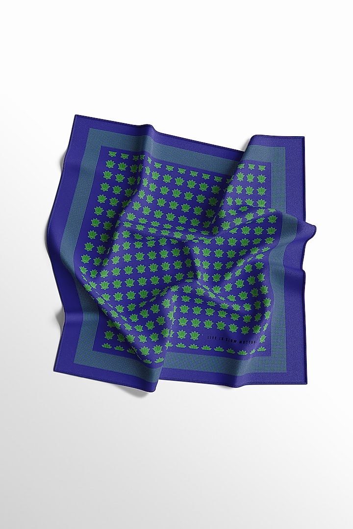 Navy Blue Silk Pocket Square by Yashodhara Men at Pernia's Pop Up Shop