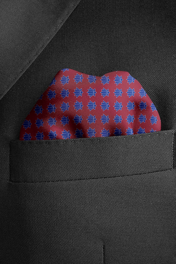 Maroon Silk Pocket Square by Yashodhara Men at Pernia's Pop Up Shop