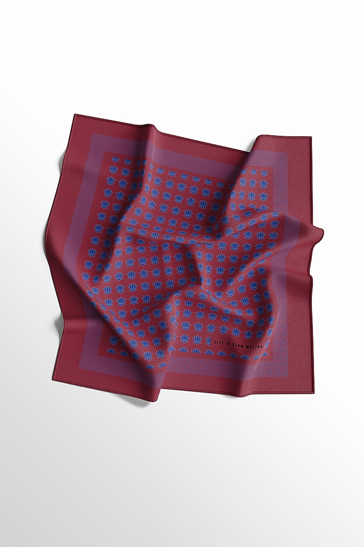 Maroon Silk Pocket Square by Yashodhara Men at Pernia's Pop Up Shop
