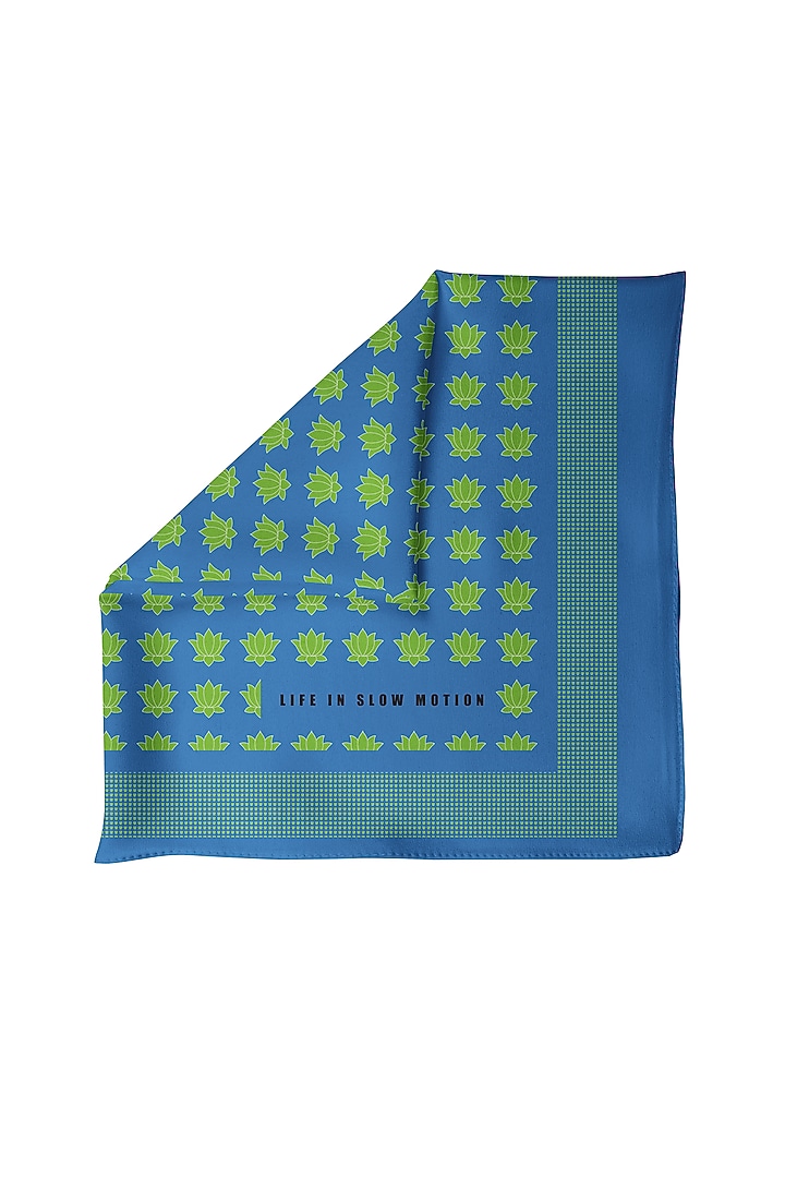Cobalt Blue & Green Silk Pocket Square by Yashodhara Men at Pernia's Pop Up Shop