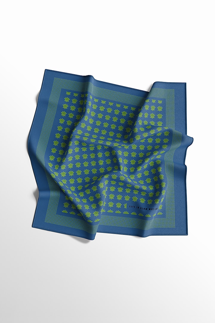 Cobalt Blue & Green Silk Pocket Square by Yashodhara Men at Pernia's Pop Up Shop