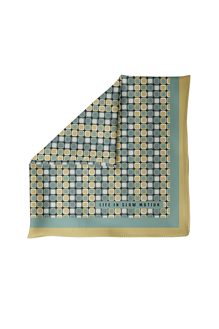 Blue Silk Printed Pocket Square by Yashodhara Men at Pernia's Pop Up Shop