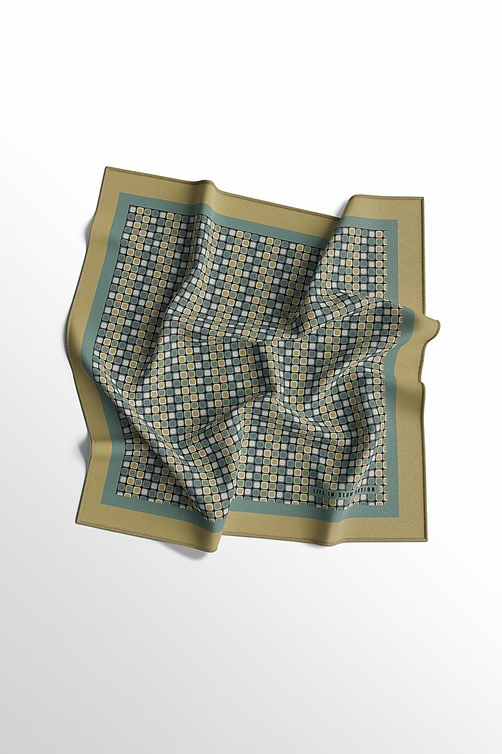 Blue Silk Printed Pocket Square by Yashodhara Men at Pernia's Pop Up Shop