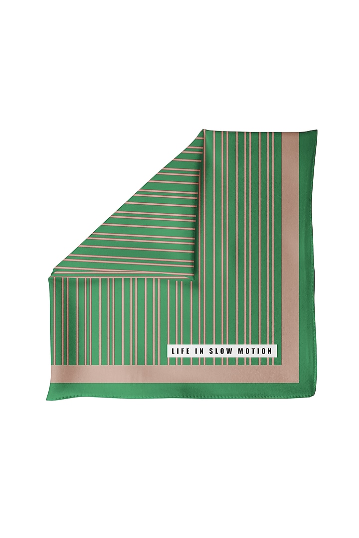 Green Silk Printed Pocket Square by Yashodhara Men