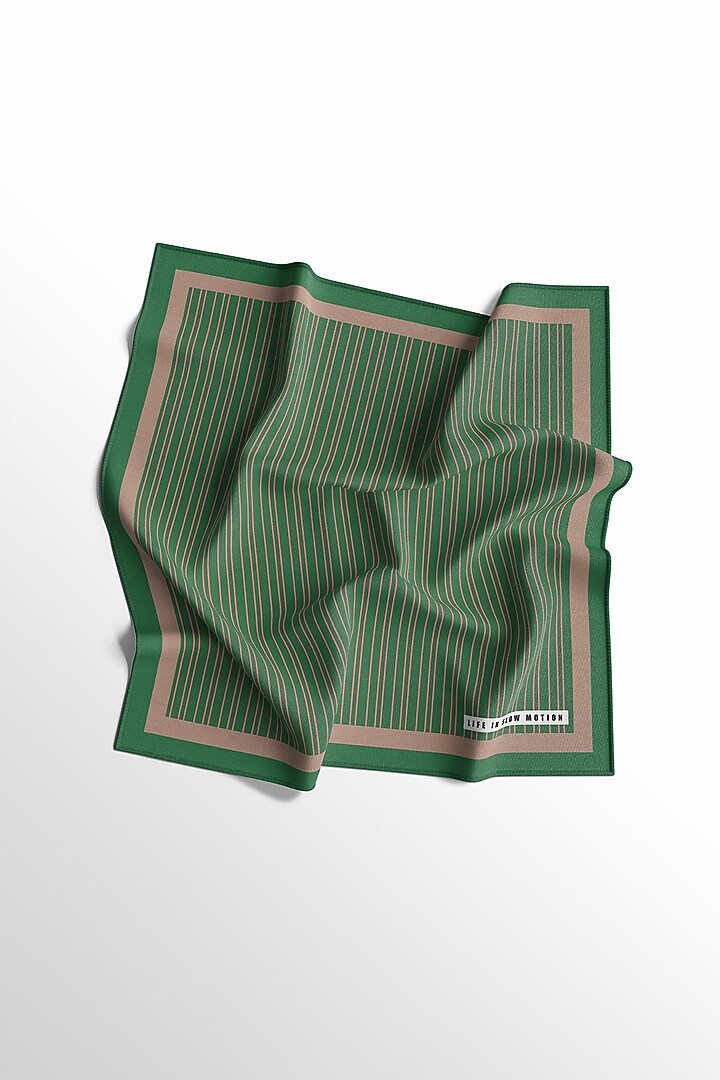 Green Silk Printed Pocket Square by Yashodhara Men at Pernia's Pop Up Shop