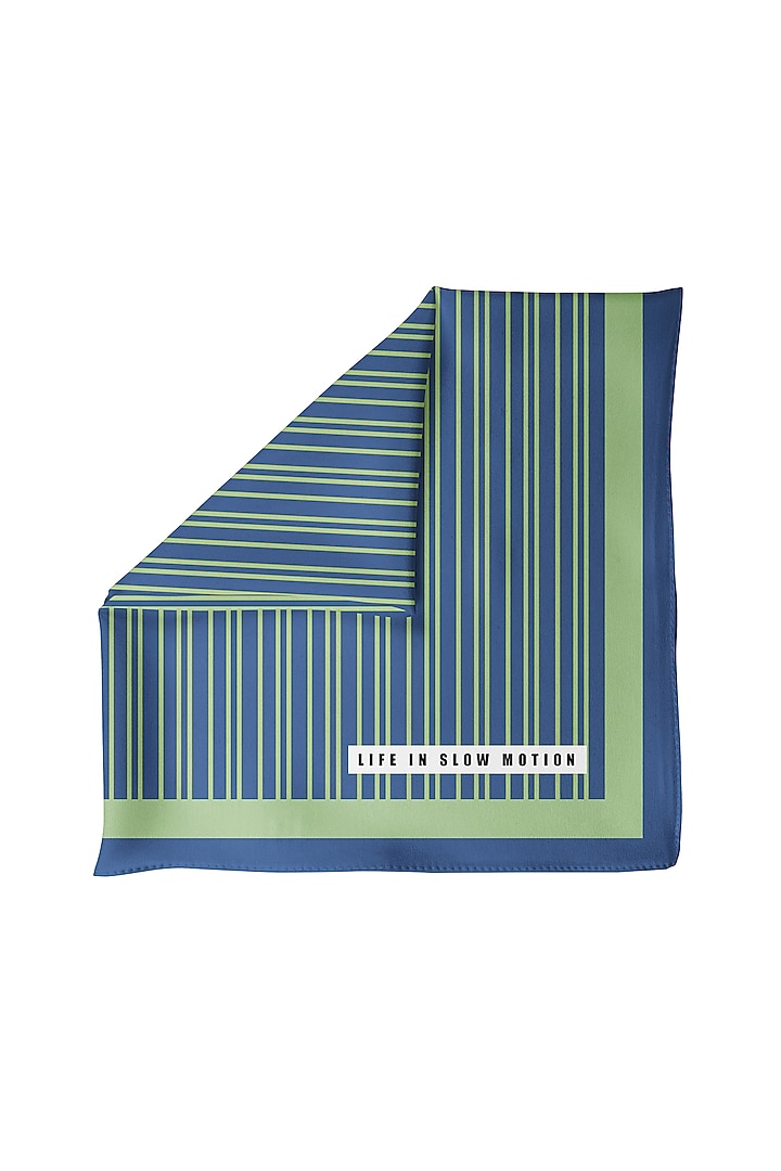Midnight Blue Silk Printed Pocket Square by Yashodhara Men at Pernia's Pop Up Shop