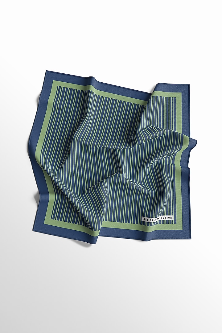 Midnight Blue Silk Printed Pocket Square by Yashodhara Men at Pernia's Pop Up Shop