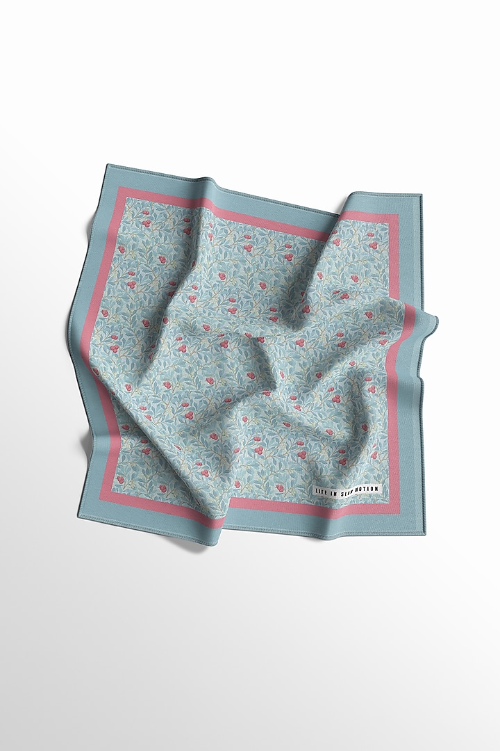 Light Blue Silk Pocket Square by Yashodhara Men at Pernia's Pop Up Shop