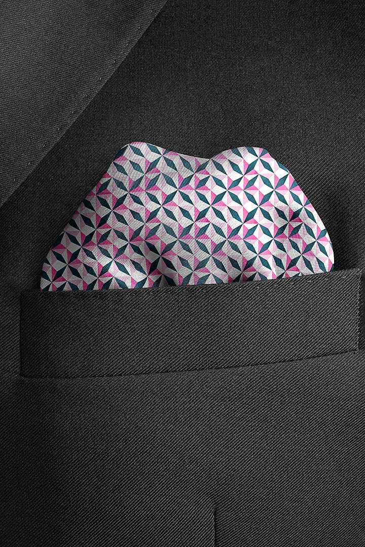 Pink Silk Pocket Square by Yashodhara Men at Pernia's Pop Up Shop