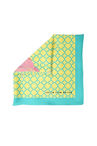 Yellow Pocket Square In Silk by Yashodhara Men