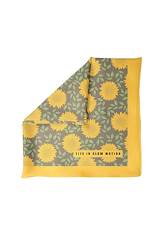 Yellow Printed Pocket Square by Yashodhara Men