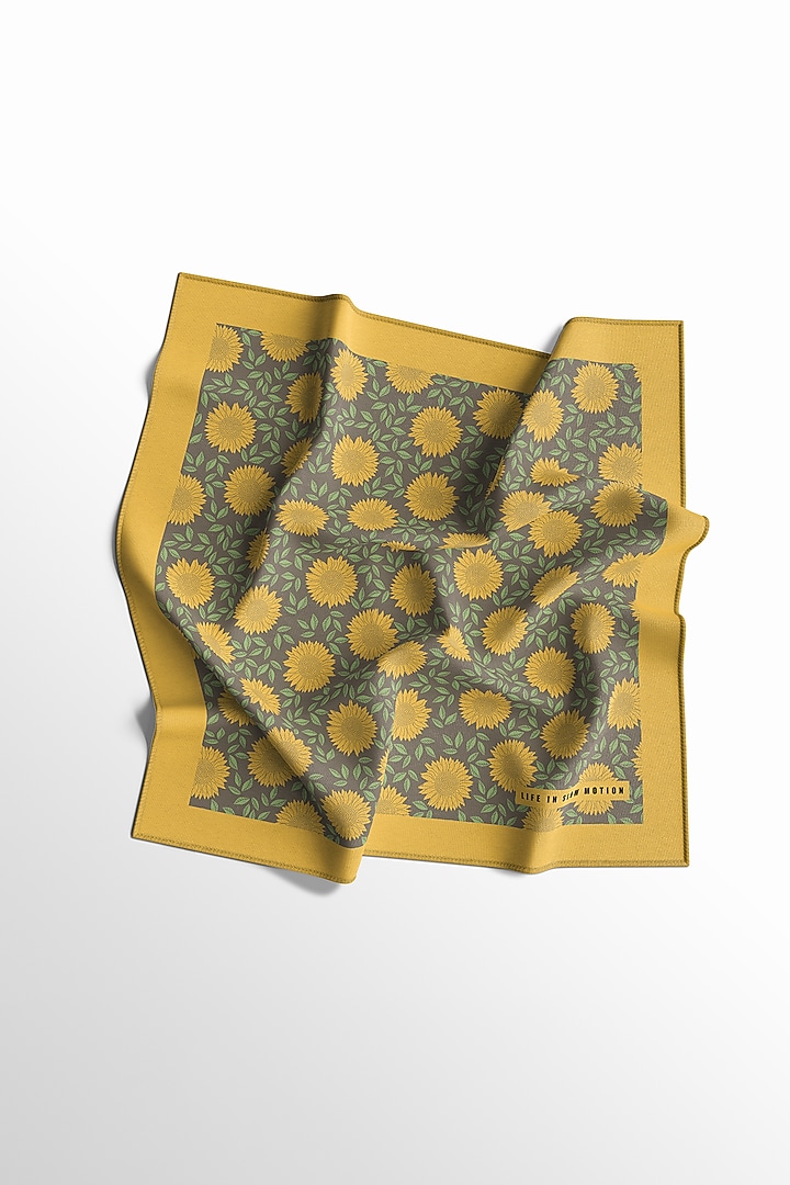 Yellow Printed Pocket Square by Yashodhara Men at Pernia's Pop Up Shop
