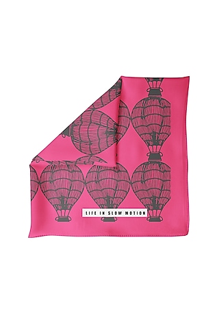 Pink Printed Pocket Square by Yashodhara Men