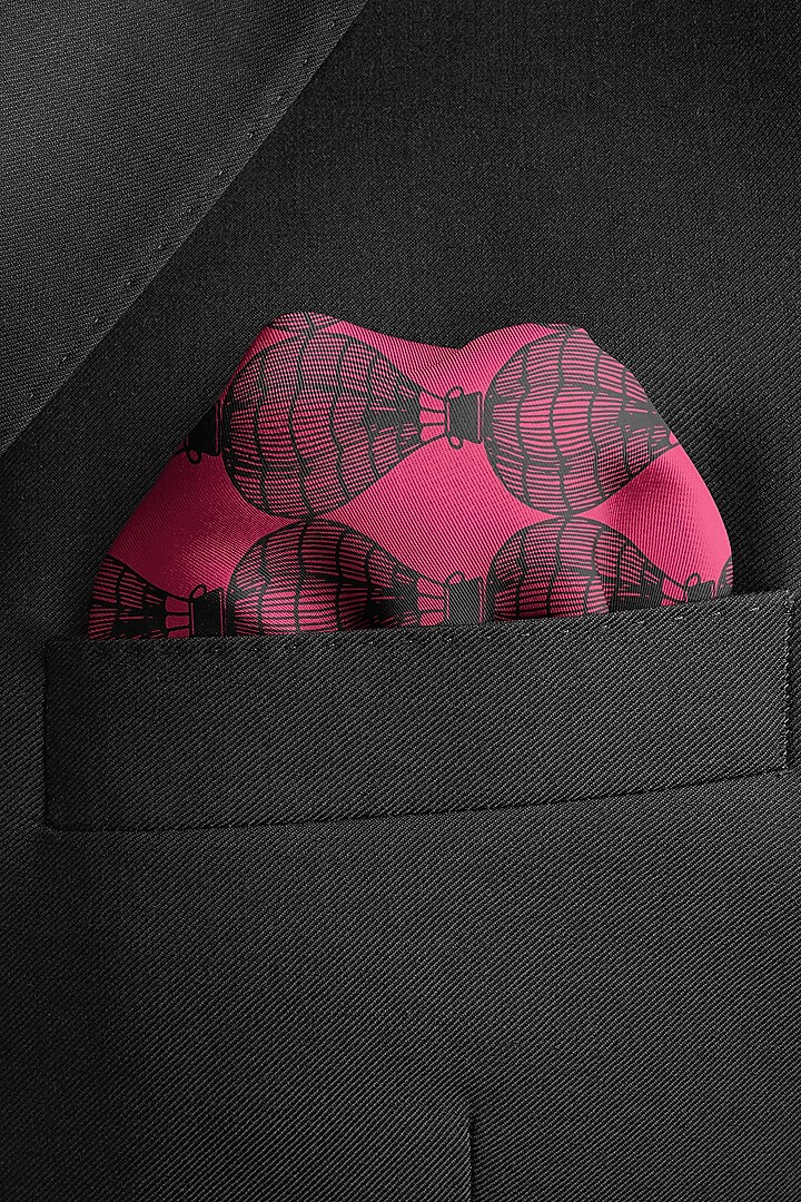 Pink Printed Pocket Square by Yashodhara Men at Pernia's Pop Up Shop