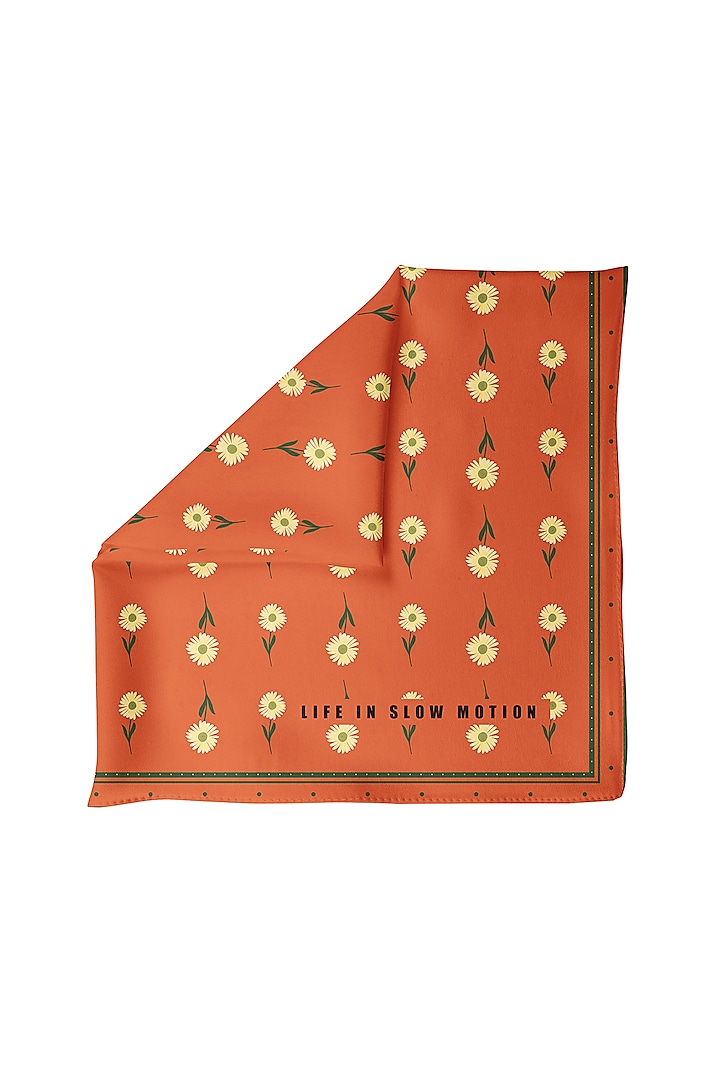 Orange Printed Pocket Square by Yashodhara Men