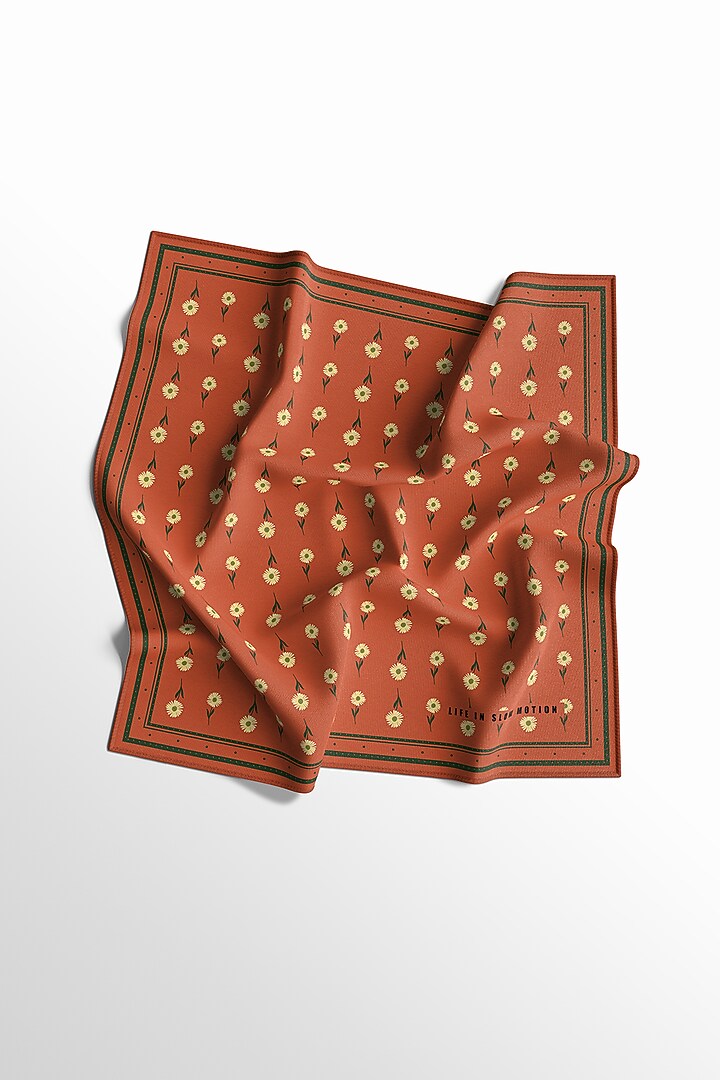 Orange Printed Pocket Square by Yashodhara Men at Pernia's Pop Up Shop