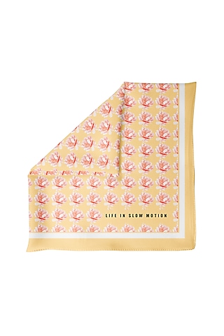 Pink Silk Printed Pocket Square by Yashodhara Men