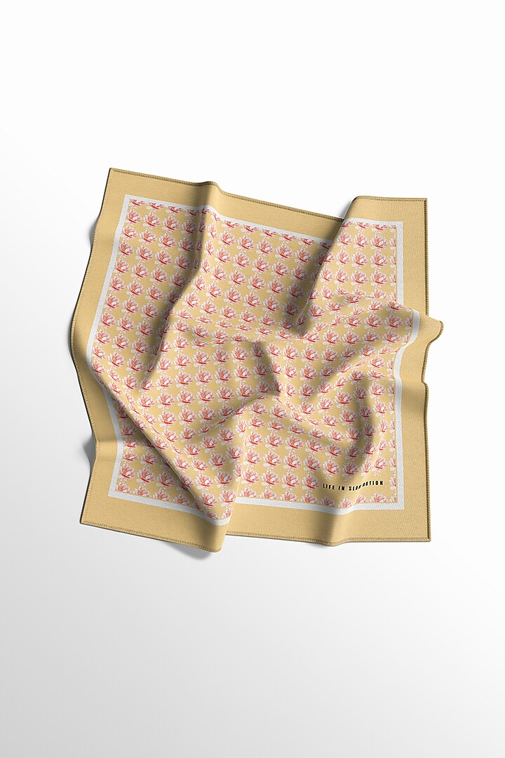 Pink Silk Printed Pocket Square by Yashodhara Men at Pernia's Pop Up Shop