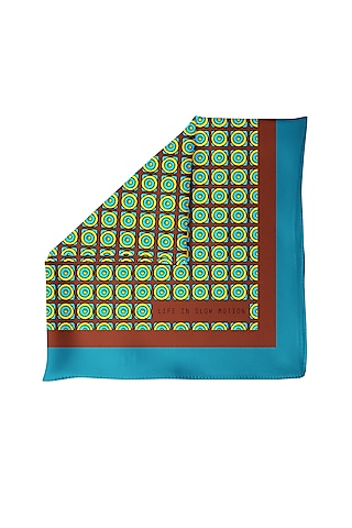 Green Silk Printed Pocket Square by Yashodhara Men