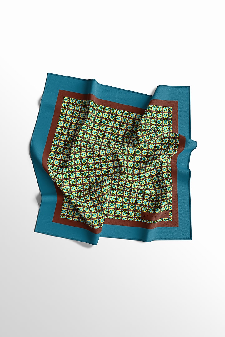 Green Silk Printed Pocket Square by Yashodhara Men at Pernia's Pop Up Shop
