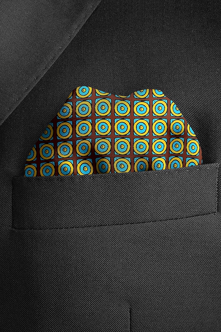 Green Silk Printed Pocket Square by Yashodhara Men at Pernia's Pop Up Shop