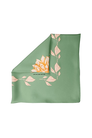 Mint Green Printed Pocket Square by Yashodhara Men
