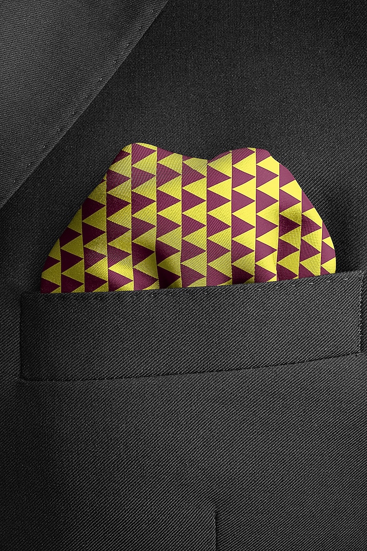 Yellow Printed Pocket Square by Yashodhara Men at Pernia's Pop Up Shop