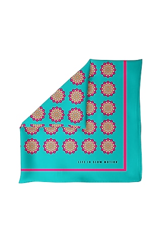 Blue Printed Pocket Square by Yashodhara Men