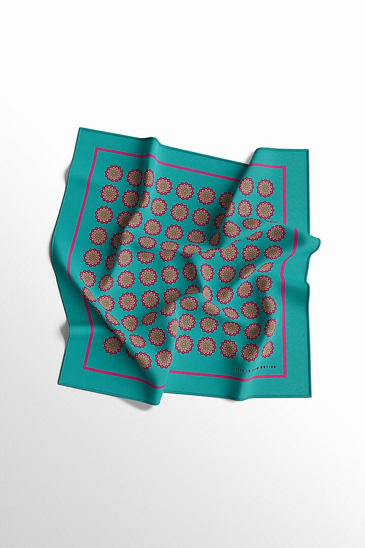 Blue Printed Pocket Square by Yashodhara Men at Pernia's Pop Up Shop