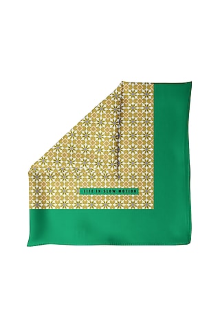 Green & Yellow Printed Pocket Square by Yashodhara Men