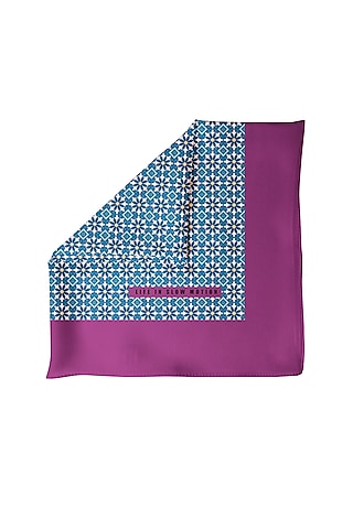 Purple & Blue Printed Pocket Square by Yashodhara Men
