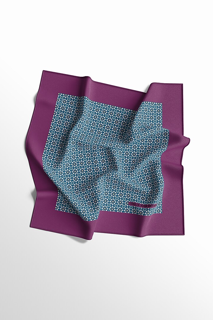 Purple & Blue Printed Pocket Square by Yashodhara Men at Pernia's Pop Up Shop