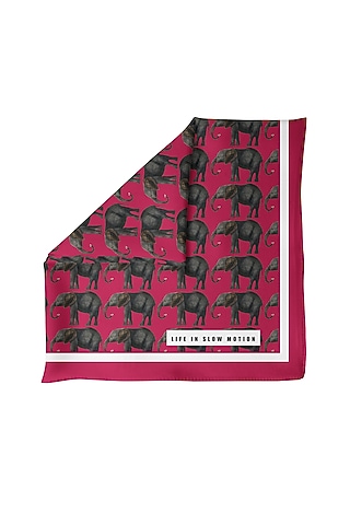 Cherry Red Printed Pocket Square by Yashodhara Men