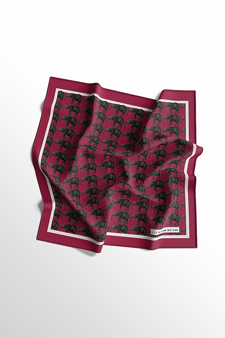 Cherry Red Printed Pocket Square by Yashodhara Men at Pernia's Pop Up Shop