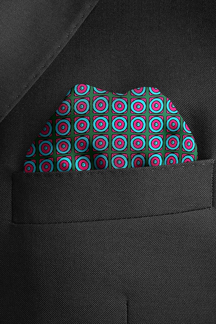 Blue Printed Pocket Square by Yashodhara Men at Pernia's Pop Up Shop