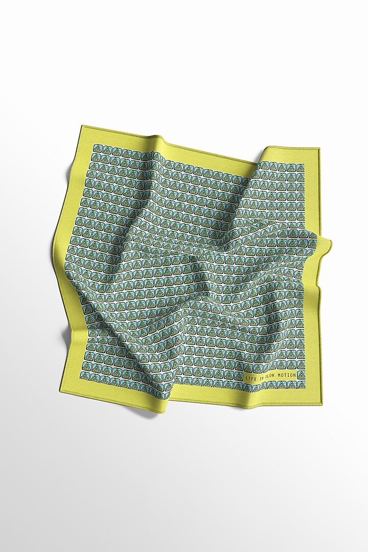 Powder Blue Printed Pocket Square by Yashodhara Men at Pernia's Pop Up Shop