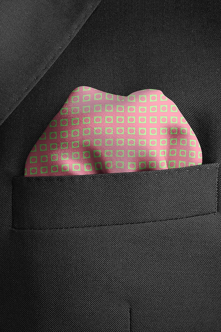 Pink Printed Pocket Square by Yashodhara Men at Pernia's Pop Up Shop