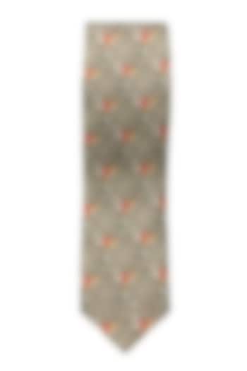 Brown Printed Slim Tie by Yashodhara Men