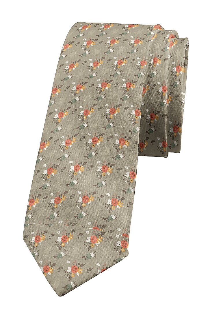 Brown Printed Slim Tie by Yashodhara Men at Pernia's Pop Up Shop