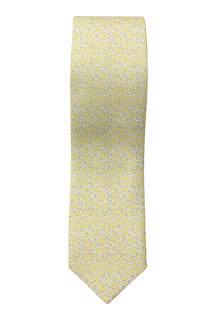 Yellow Printed Slim Tie by Yashodhara Men at Pernia's Pop Up Shop