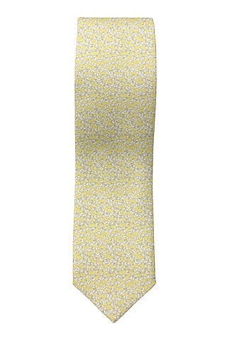 Yellow Printed Slim Tie by Yashodhara Men