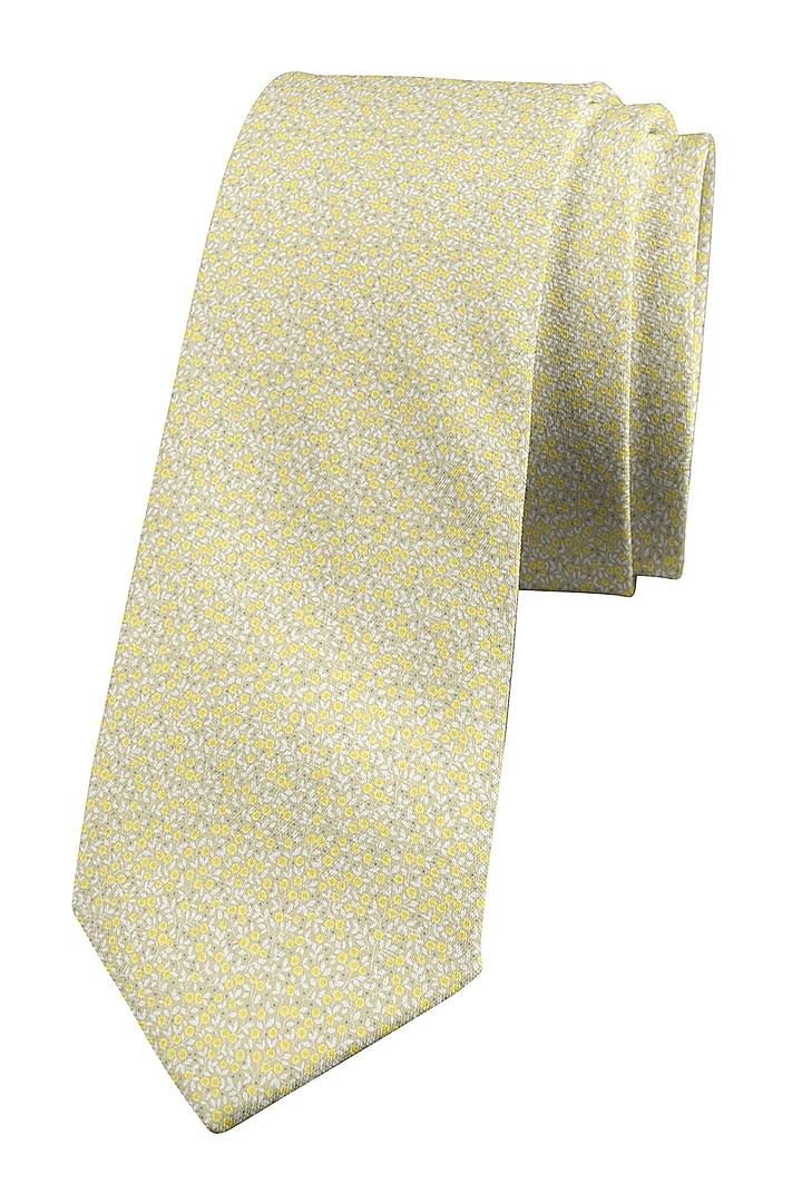 Yellow Printed Slim Tie by Yashodhara Men at Pernia's Pop Up Shop