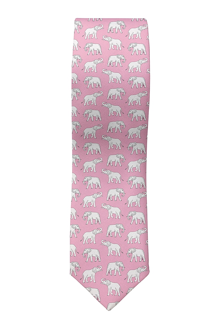 Pink Printed Slim Tie by Yashodhara Men at Pernia's Pop Up Shop