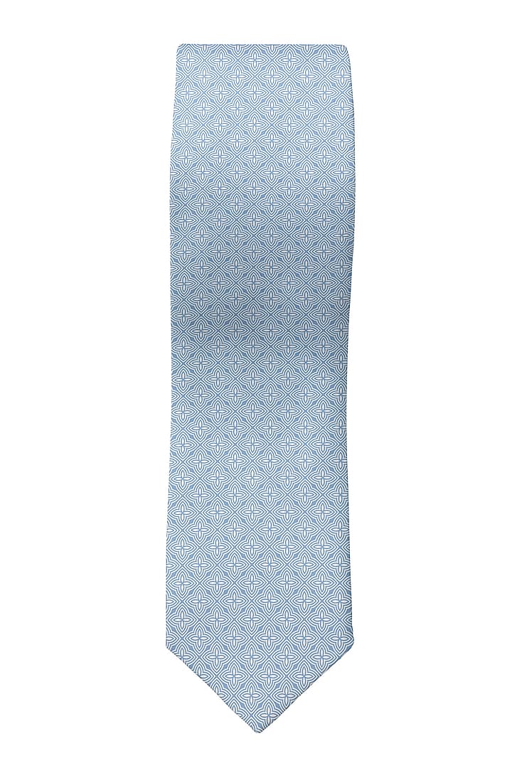 Blue Cotton Printed Slim Tie by Yashodhara Men