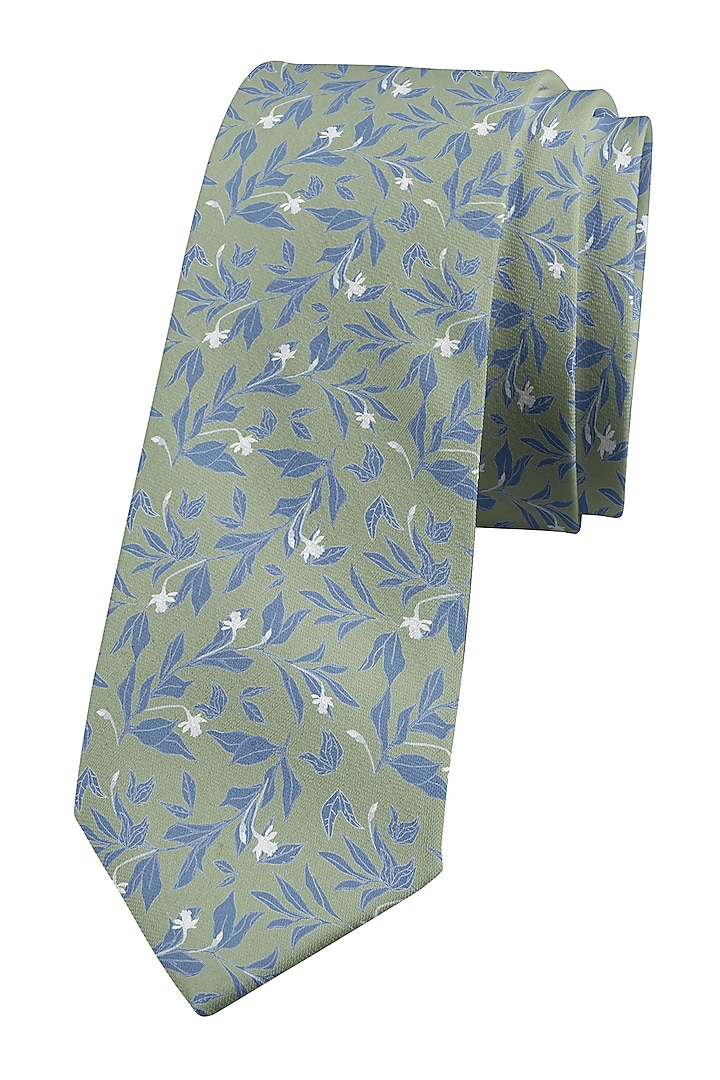 Green Printed Slim Tie by Yashodhara Men at Pernia's Pop Up Shop