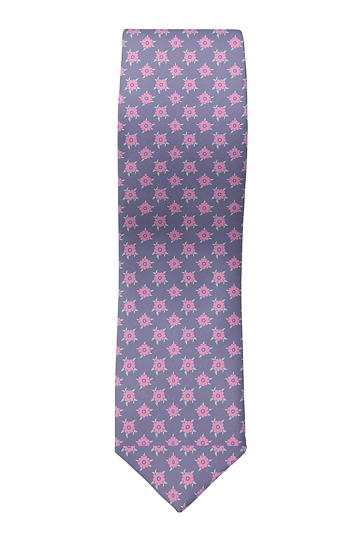 Purple Printed Slim Tie by Yashodhara Men