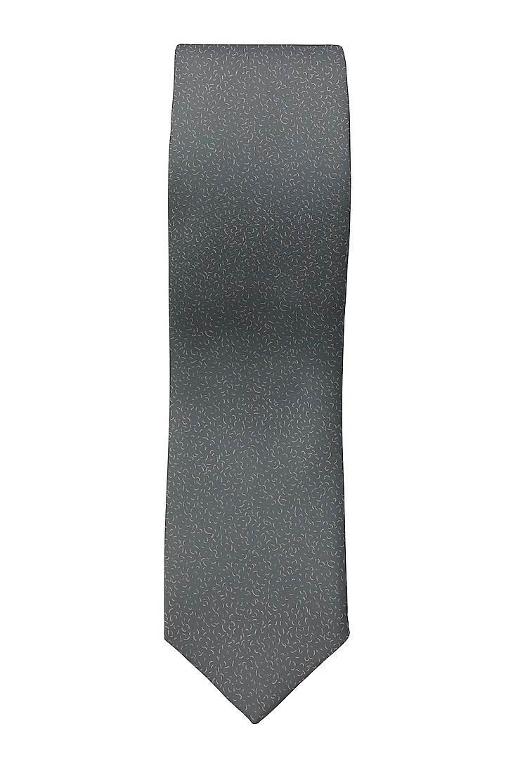 Grey Printed Slim Tie by Yashodhara Men